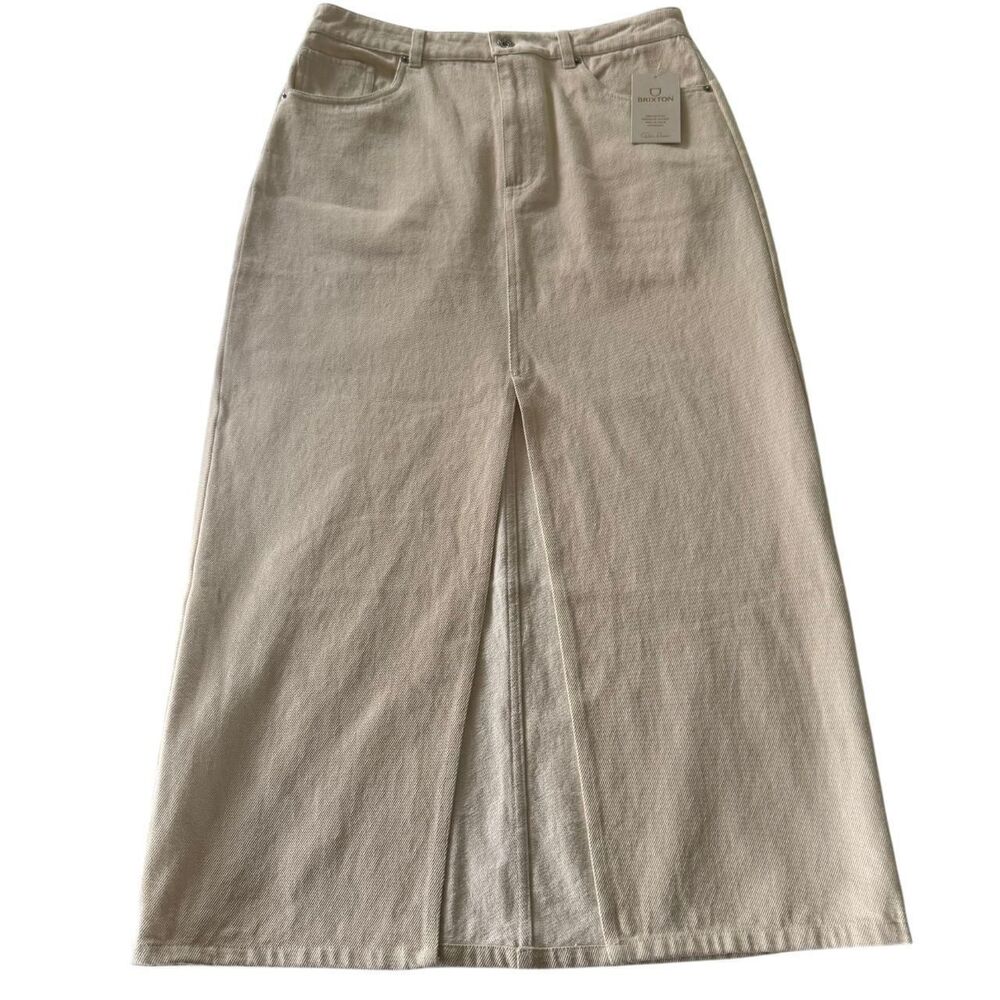 Brixton Ryder Pencil Skirt Whitecap Cream Denim Midi Skirt NWT Size 30